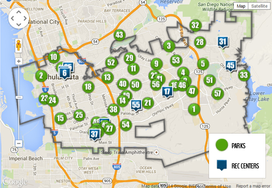 Parks and Rec Map with legend