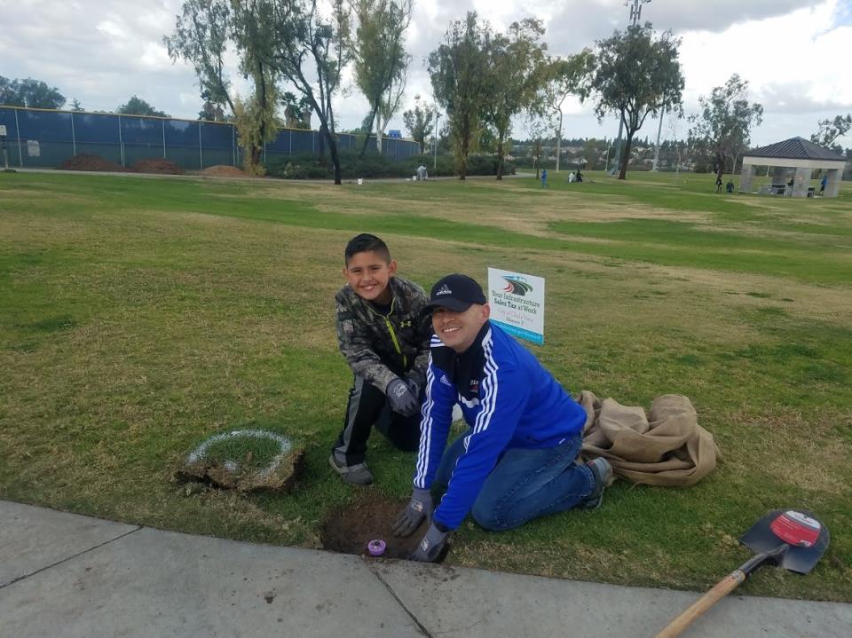 Planting Grass at Park